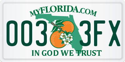 FL license plate 0033FX