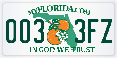 FL license plate 0033FZ
