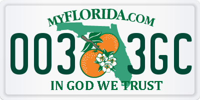 FL license plate 0033GC