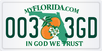 FL license plate 0033GD