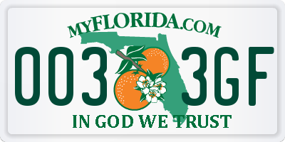 FL license plate 0033GF