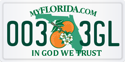 FL license plate 0033GL