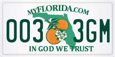 FL license plate 0033GM