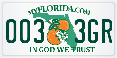 FL license plate 0033GR