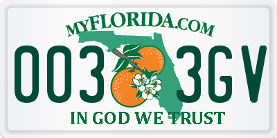 FL license plate 0033GV