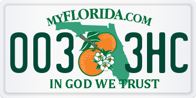 FL license plate 0033HC