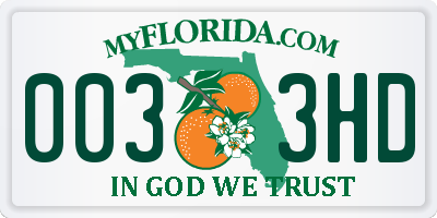 FL license plate 0033HD