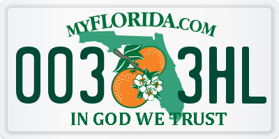 FL license plate 0033HL
