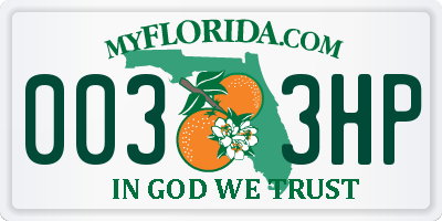 FL license plate 0033HP
