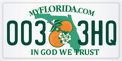 FL license plate 0033HQ
