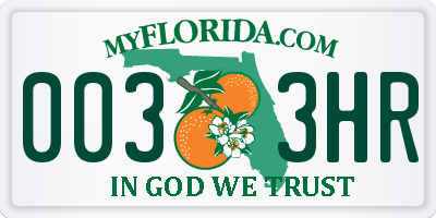 FL license plate 0033HR
