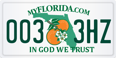 FL license plate 0033HZ