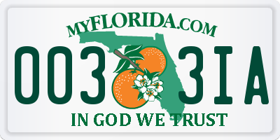 FL license plate 0033IA
