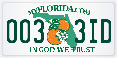 FL license plate 0033ID