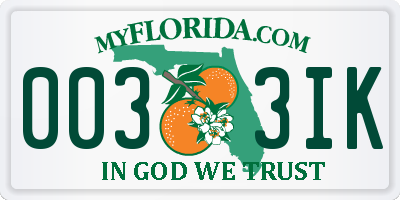 FL license plate 0033IK