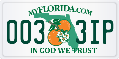 FL license plate 0033IP