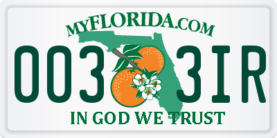 FL license plate 0033IR