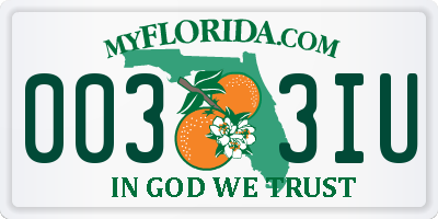 FL license plate 0033IU