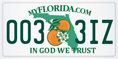 FL license plate 0033IZ