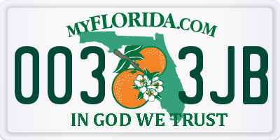 FL license plate 0033JB