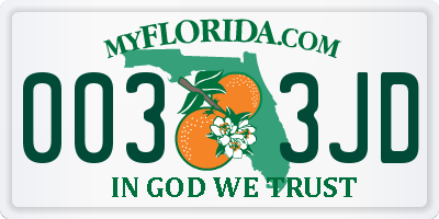 FL license plate 0033JD