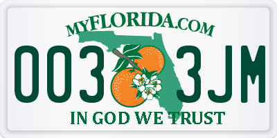 FL license plate 0033JM