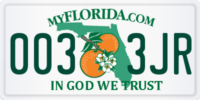 FL license plate 0033JR