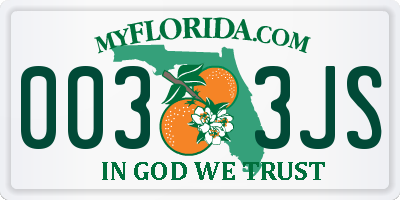FL license plate 0033JS
