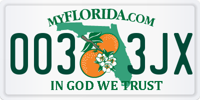 FL license plate 0033JX