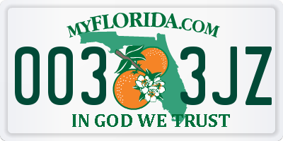 FL license plate 0033JZ