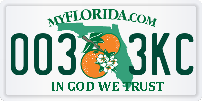 FL license plate 0033KC