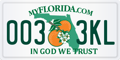 FL license plate 0033KL