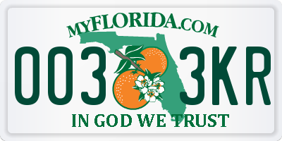 FL license plate 0033KR