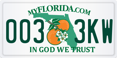 FL license plate 0033KW