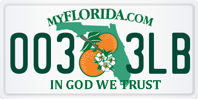 FL license plate 0033LB