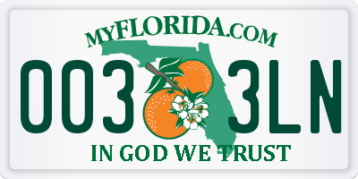 FL license plate 0033LN