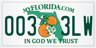 FL license plate 0033LW