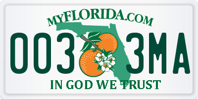FL license plate 0033MA