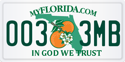 FL license plate 0033MB