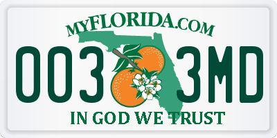 FL license plate 0033MD