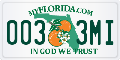 FL license plate 0033MI