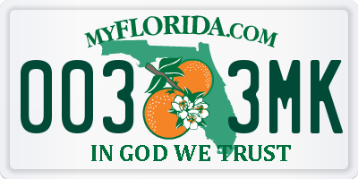 FL license plate 0033MK