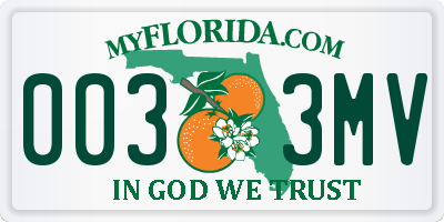 FL license plate 0033MV