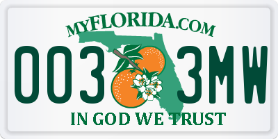 FL license plate 0033MW