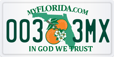 FL license plate 0033MX