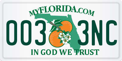 FL license plate 0033NC
