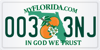 FL license plate 0033NJ