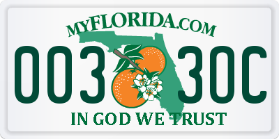 FL license plate 0033OC