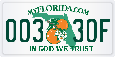 FL license plate 0033OF
