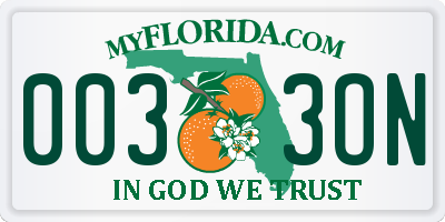 FL license plate 0033ON